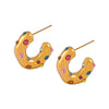 Wholesale Titanium Steel Goldplated Geometric Cshaped Earrings With Inlaid Imitation Pearl Zircon