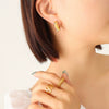 Wholesale Titanium Steel Goldplated Geometric Cshaped Earrings With Inlaid Imitation Pearl Zircon