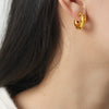 Wholesale Titanium Steel Goldplated Geometric Cshaped Earrings With Inlaid Imitation Pearl Zircon
