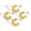 Wholesale Titanium Steel Goldplated Geometric Cshaped Earrings With Inlaid Imitation Pearl Zircon