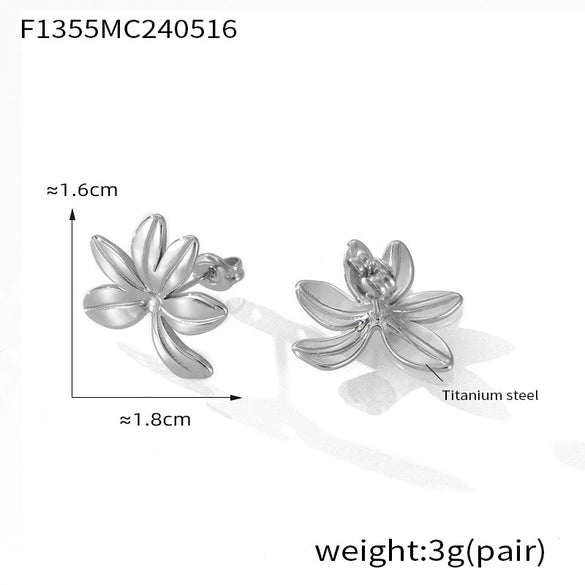 Wholesale 316L Stainless Steel Goldplated Geometric Flower Design Earrings For Women