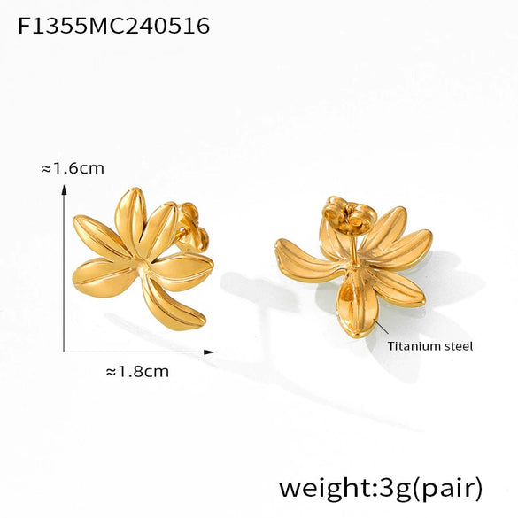 Wholesale 316L Stainless Steel Goldplated Geometric Flower Design Earrings For Women
