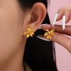 Wholesale 316L Stainless Steel Goldplated Geometric Flower Design Earrings For Women
