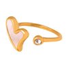 Wholesale 316L Stainless Steel Goldplated Geometric Inlaid Zircon And Shellfish Simple Unisex Ring