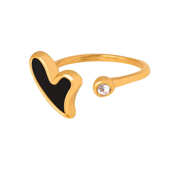 Wholesale 316L Stainless Steel Goldplated Geometric Inlaid Zircon And Shellfish Simple Unisex Ring
