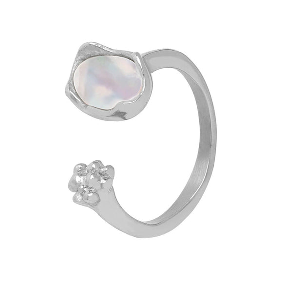 Wholesale 316L Stainless Steel Goldplated Geometric Inlaid Zircon And Shellfish Simple Unisex Ring