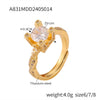 Wholesale 316L Stainless Steel Goldplated Geometric Inlaid Zircon Ring
