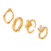 Wholesale 316L Stainless Steel Goldplated Geometric Inlaid Zircon Ring