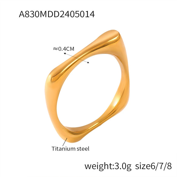 Wholesale 316L Stainless Steel Goldplated Geometric Inlaid Zircon Ring