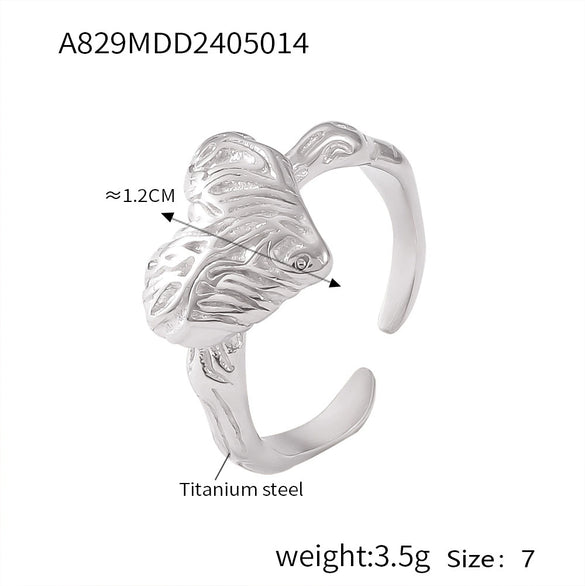 Wholesale 316L Stainless Steel Goldplated Geometric Inlaid Zircon Ring