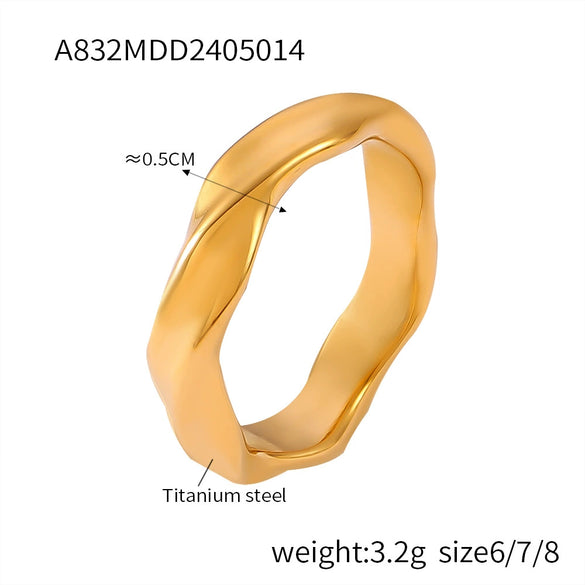 Wholesale 316L Stainless Steel Goldplated Geometric Inlaid Zircon Ring