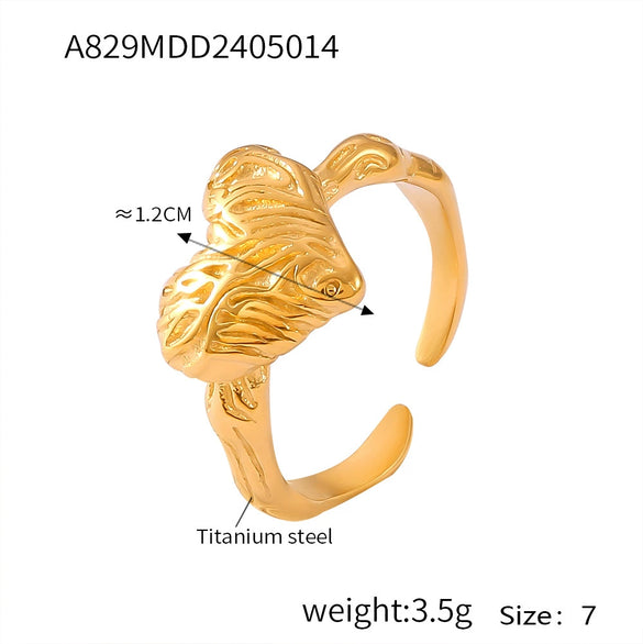 Wholesale 316L Stainless Steel Goldplated Geometric Inlaid Zircon Ring