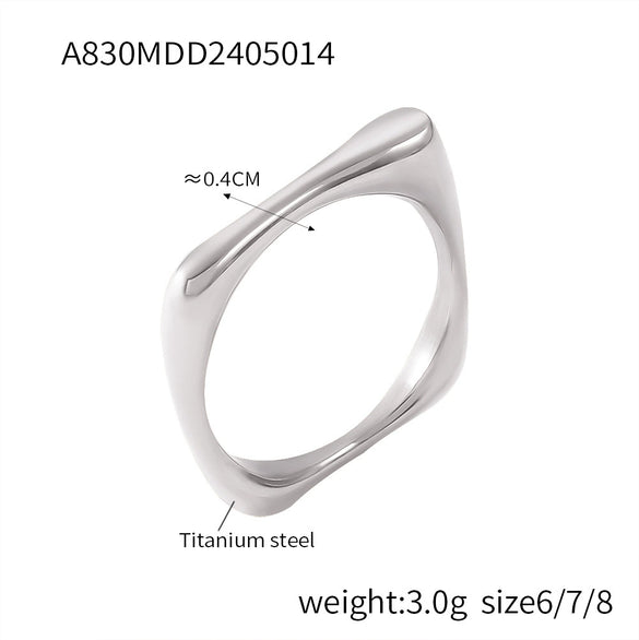 Wholesale 316L Stainless Steel Goldplated Geometric Inlaid Zircon Ring