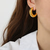 Wholesale Titanium Steel Goldplated Geometric Irregular Cshaped Earrings For Women