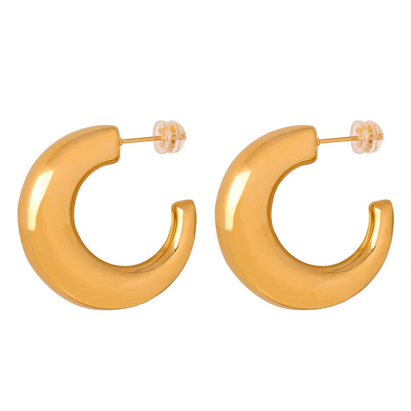 Wholesale Titanium Steel Goldplated Geometric Irregular Cshaped Earrings For Women