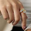 Wholesale Titanium Steel Goldplated Geometric Light Luxury Unisex Double Stack Wear Finger Ring Jewelry