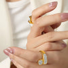 Wholesale Titanium Steel Goldplated Geometric Light Luxury Unisex Double Stack Wear Finger Ring Jewelry