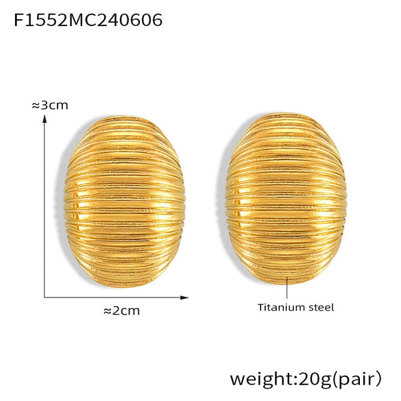 Wholesale 316L Stainless Steel Goldplated Geometric Multilayer Line Texture Women's Earrings
