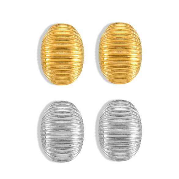 Wholesale 316L Stainless Steel Goldplated Geometric Multilayer Line Texture Women's Earrings