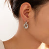 Wholesale 316L Stainless Steel Goldplated Geometric Semicircle Eardrop Earrings For Women