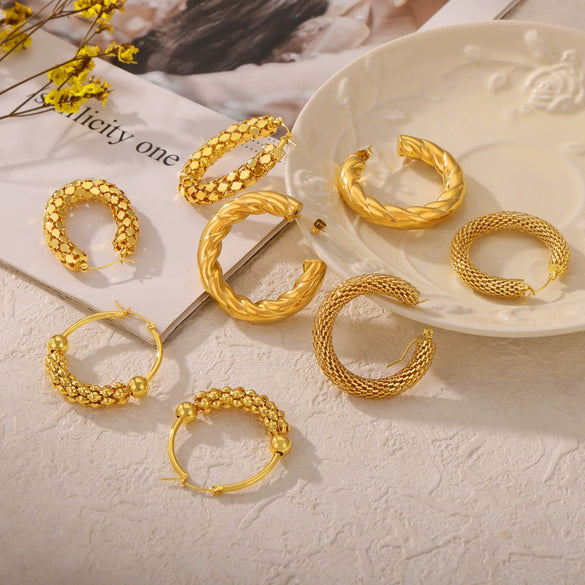 Wholesale 316L Stainless Steel Goldplated Geometric Ushape Earrings Jewelry Fashion Simple Niche Design