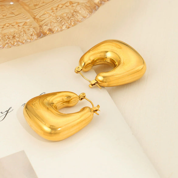 Wholesale 316L Stainless Steel Goldplated Geometric Ushape Simple Design Women's Earrings Jewelry