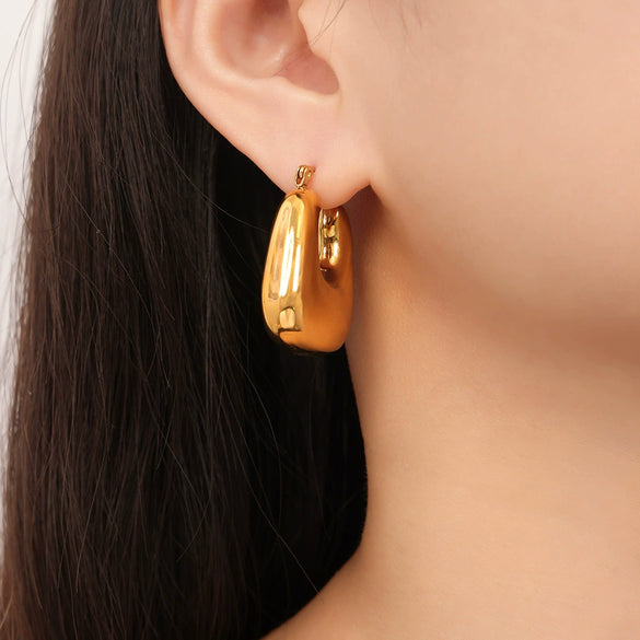 Wholesale 316L Stainless Steel Goldplated Geometric Ushape Simple Design Women's Earrings Jewelry