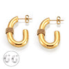 Wholesale 316L Stainless Steel Goldplated Geometric Ushaped Woven Twist Winding Design Women's Earrings