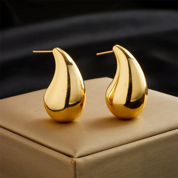 Wholesale Titanium Steel Goldplated Geometric Water Drop Earrings For Women