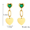 Wholesale Titanium Steel Goldplated Heart Shape Diamondembedded Pendant Long Earrings For Women Fashion Retro Style