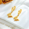 Wholesale Titanium Steel Goldplated Insect Retro Animal Style Butterfly Pendant Earrings