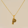 Wholesale Titanium Steel Goldplated Jewelry With Bark Pattern And English Letter Pendant Necklace Fashion Style Unisex
