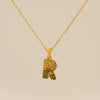 Wholesale Titanium Steel Goldplated Jewelry With Bark Pattern And English Letter Pendant Necklace Fashion Style Unisex