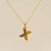 Wholesale Titanium Steel Goldplated Jewelry With Bark Pattern And English Letter Pendant Necklace Fashion Style Unisex