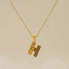 Wholesale Titanium Steel Goldplated Jewelry With Bark Pattern And English Letter Pendant Necklace Fashion Style Unisex