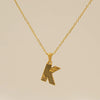 Wholesale Titanium Steel Goldplated Jewelry With Bark Pattern And English Letter Pendant Necklace Fashion Style Unisex