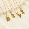 Wholesale Titanium Steel Goldplated Jewelry With Bark Pattern And English Letter Pendant Necklace Fashion Style Unisex