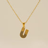 Wholesale Titanium Steel Goldplated Jewelry With Bark Pattern And English Letter Pendant Necklace Fashion Style Unisex