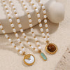 Wholesale 316L Stainless Steel Goldplated Pendant Necklace With Freshwater Pearl For Women Fashion Style