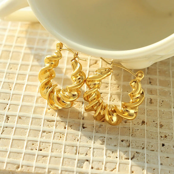 Wholesale 316L Stainless Steel Goldplated Ushape Personality Earrings