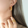 Wholesale 316L Stainless Steel Goldplated Ushape Personality Earrings