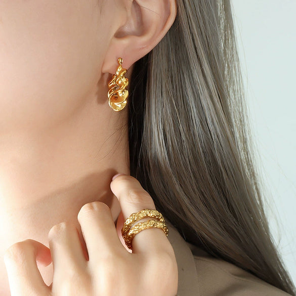 Wholesale 316L Stainless Steel Goldplated Ushape Personality Earrings