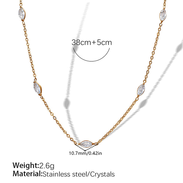 Wholesale 316L Stainless Steel Goldplated Women's Fashion Necklace With Crystal Stone