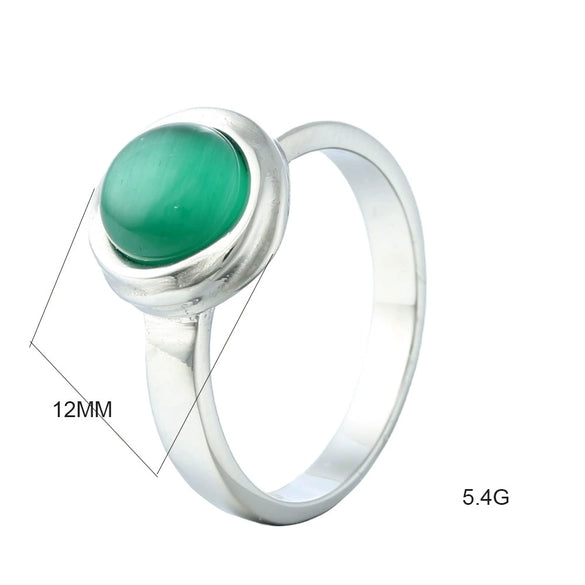 Wholesale Titanium Steel Green Opal Gold Ring With Heart Rhombus Drop Letter Number Text Pattern Electroplated Unisex