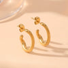 Wholesale Titanium Steel Halfopen Small C Geometric Twisted Earrings With Vacuum Electroplating In Furnace Unisex Design