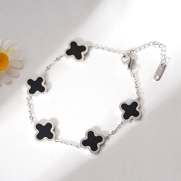 Wholesale Titanium Steel Handmade Fourleaf Clover And Flower Style Women's Jewelry Necklace Earrings Bracelet