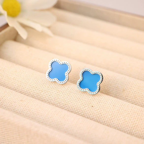 Wholesale Titanium Steel Handmade Fourleaf Clover And Flower Style Women's Jewelry Necklace Earrings Bracelet