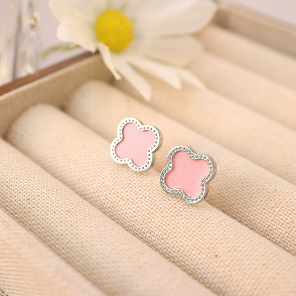 Wholesale Titanium Steel Handmade Fourleaf Clover And Flower Style Women's Jewelry Necklace Earrings Bracelet