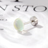 Wholesale Titanium Steel Handmade Geometric Sweet Women's Imitation Moonstone Screw Earrings