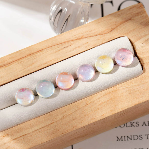 Wholesale Titanium Steel Handmade Geometric Sweet Women's Imitation Moonstone Screw Earrings